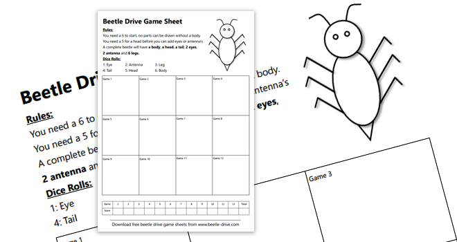 Free Beetle Drive Game Sheets
